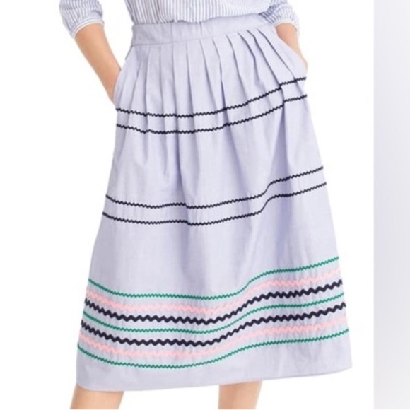 J. Crew Dresses & Skirts - J. Crew Rickrack Trim Poplin Skirt Midi Sz M